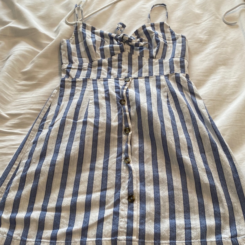 Blue and white stripped dress